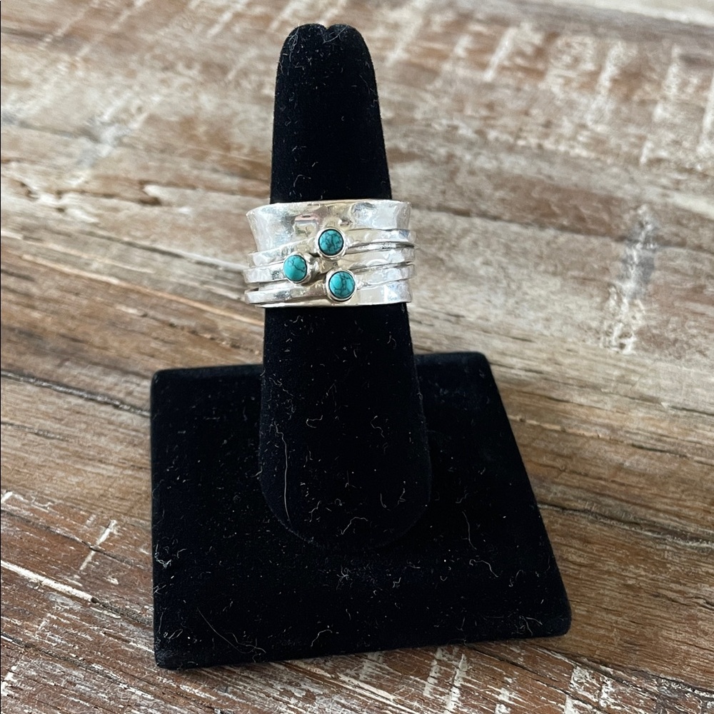 EXEX silver and turquoise ring by Claudia Agudelo
